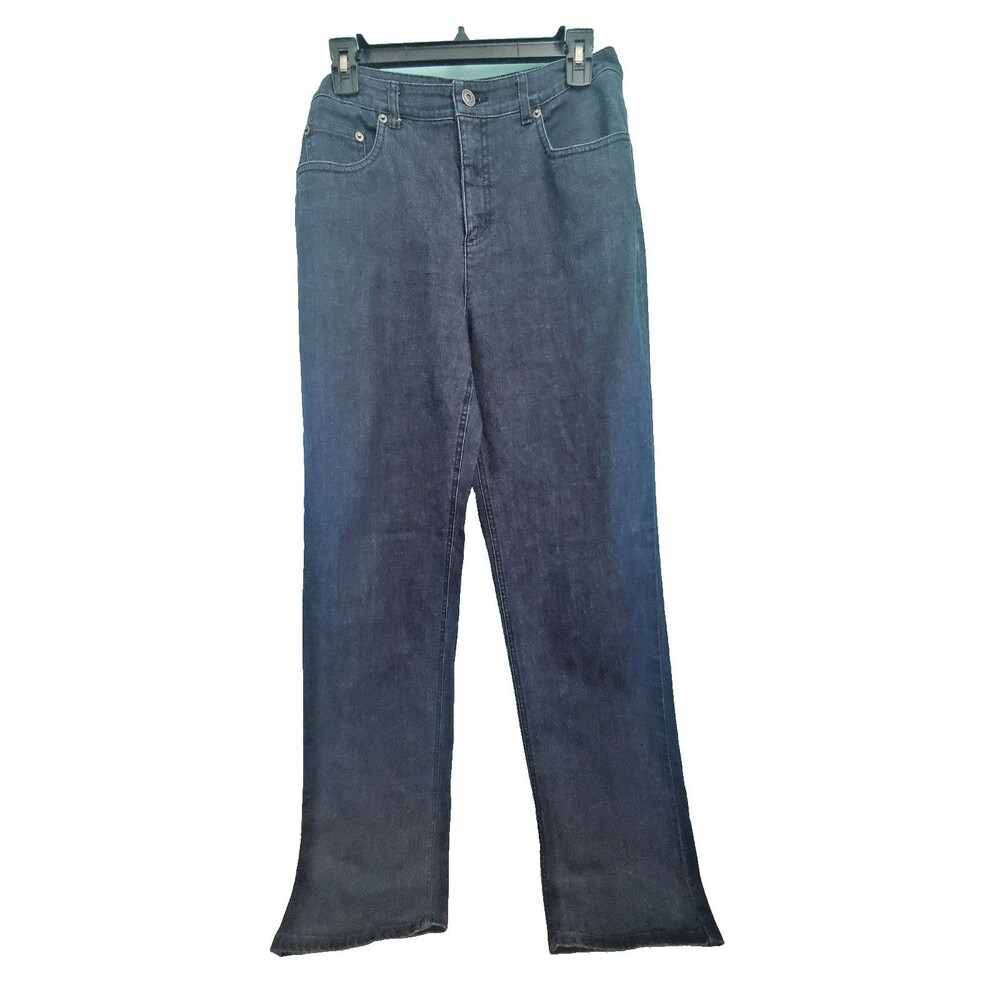 Style & Co Curvy Straight Leg Jeans Womens 10 Long Dark Wash Stretch Blue Denim